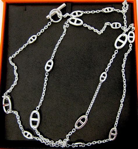 hermes silver chain necklace